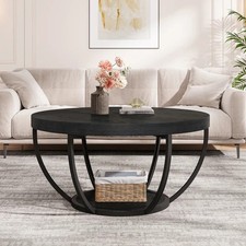 Round Wooden Coffee Table with