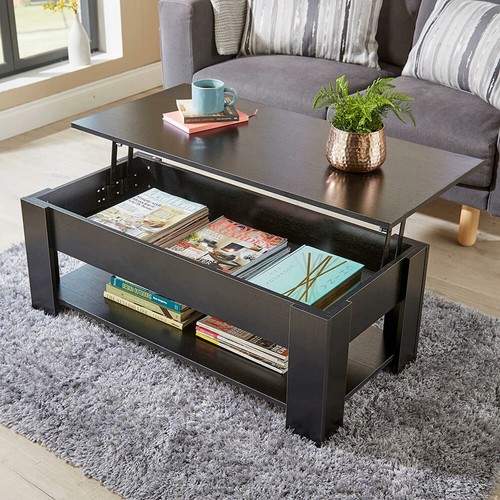 Wooden coffee table with lift - table,