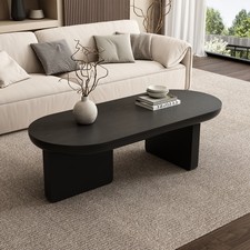Oval Coffee Table MDF Black