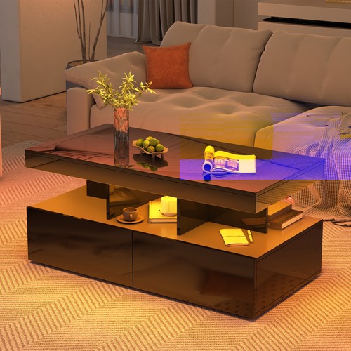 Coffee table with led high - coffee,